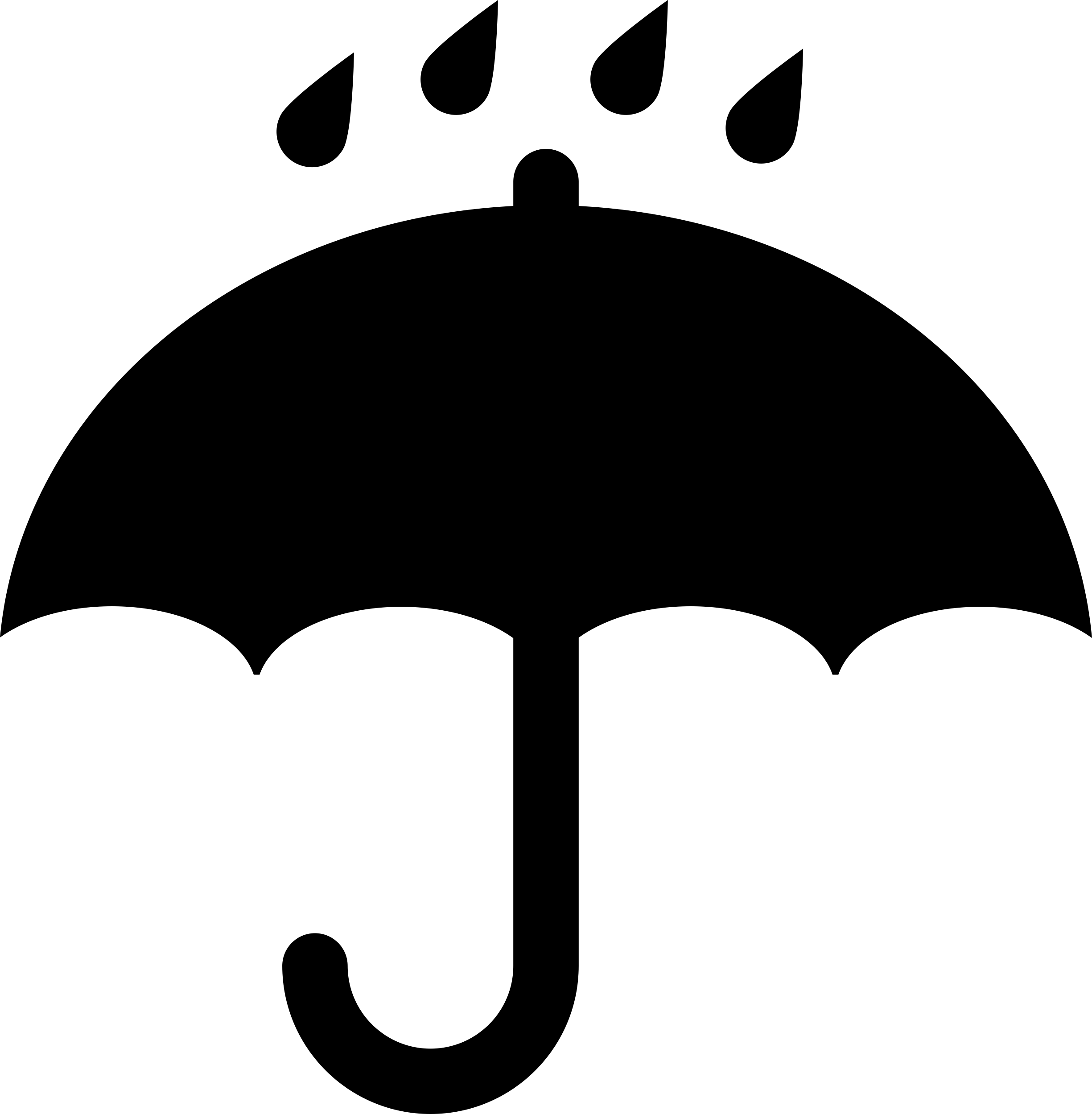 Black Opened Umbrella Symbol With Rain Drops Falling On It Contour Svg Vector Free Vectors